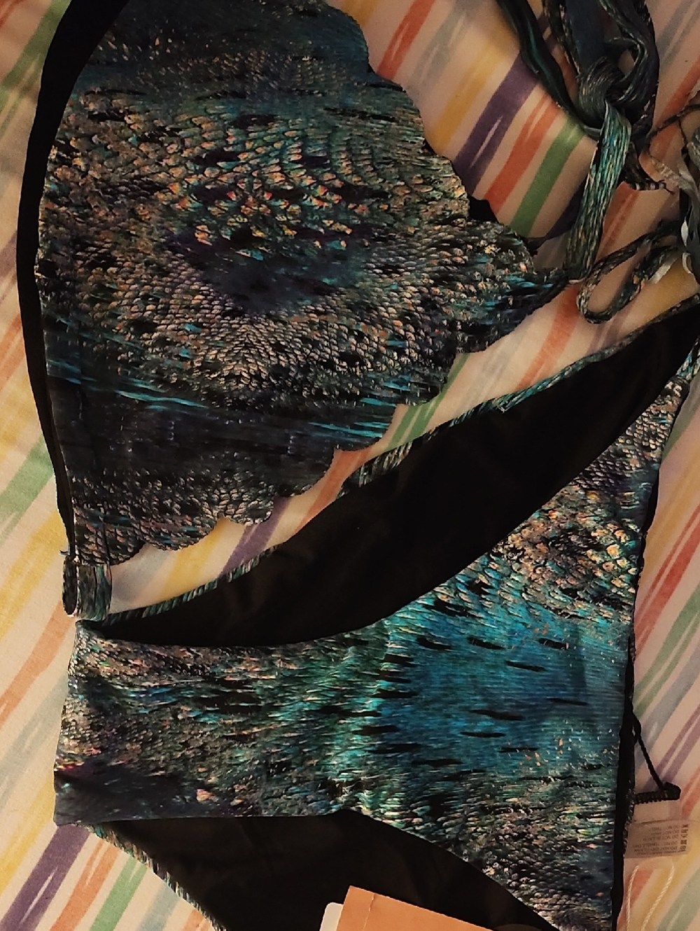 Pilyq Python Snake Print Scalloped Triangle Bikini Set Medium